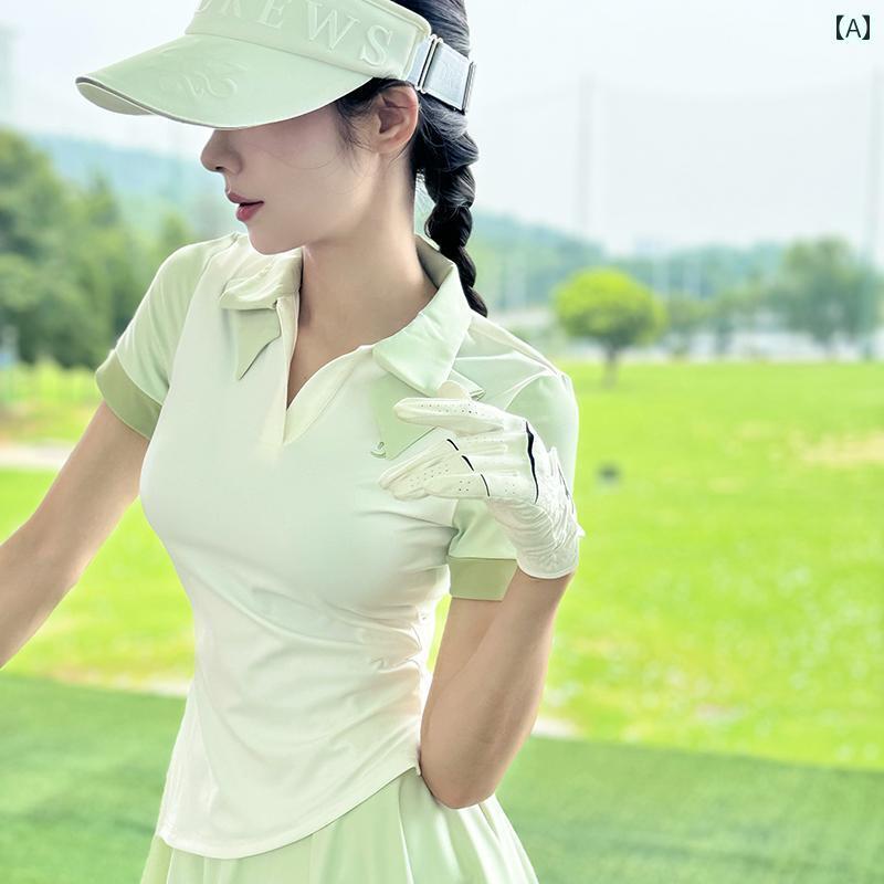 レディース ゴルフウェア TASHI GOLF 速乾 通気性 半袖 レディース 韓国 スリム ゴルフウェア ストレッ..