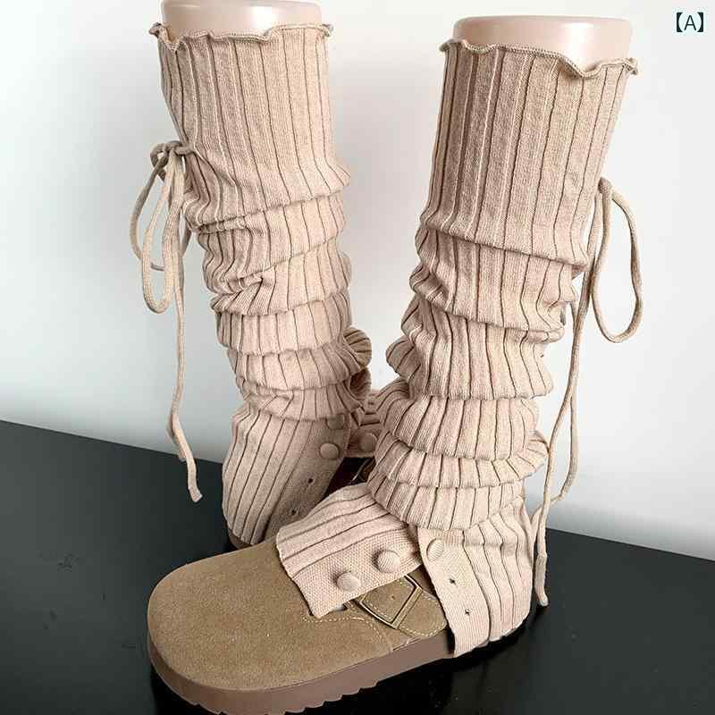 レッグ ウォーマー レディース バレエ ストラップ ヨガの レッグ セット 女性用 秋冬用 カーキ色の ボタン 暖かい 膝上 レギンス ロング ソックス