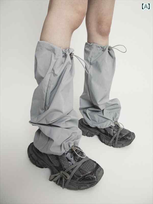 レッグ カバー ソックス レディース WCH 24 春夏 雨季 旅行 丈夫 防水 ダブル ドローストリング 調節可能 ミレニア ル ホット ガール スタイル レッグ ソックス 女性用