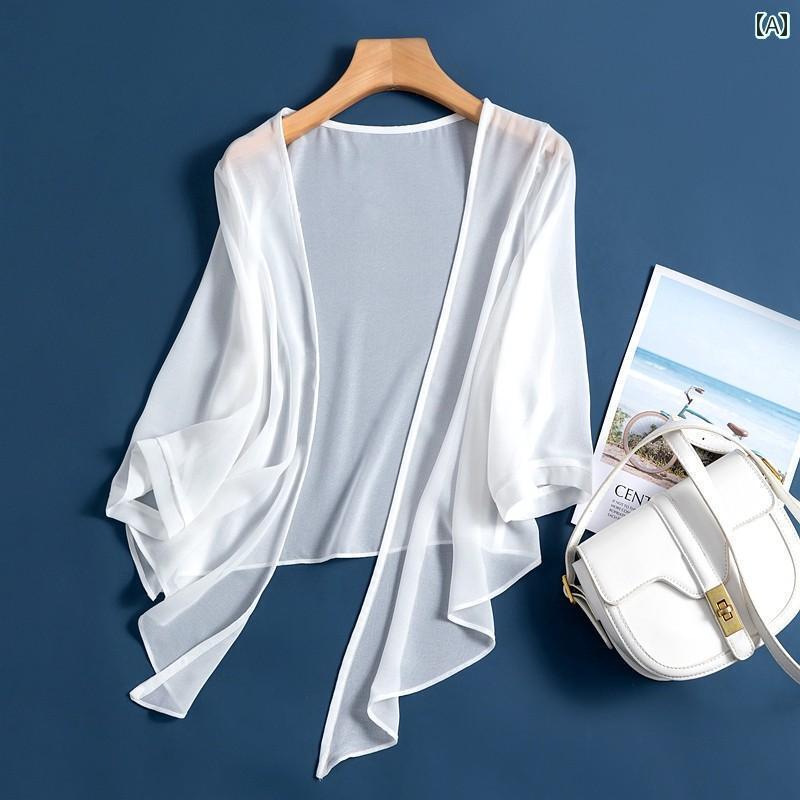 レディース カーディガン ニット 2025夏の シルク小 ショール アウターウェア ベスト カーディガン レ..