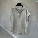 ノースリーブ パーカー フィットネスにも 無地 ハーフ ジッパー フード付き ノースリーブ Tシャツ メンズ 夏 学生 ファッション カジュアル ウエスト コー...
