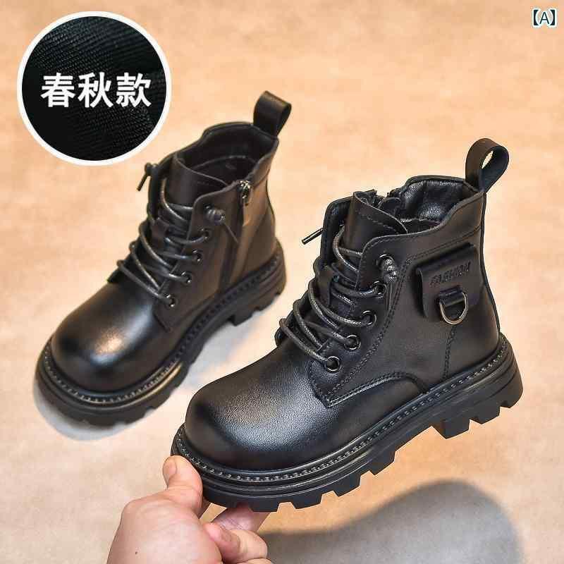キッズ用 ブーツ 靴 男の子用 ブーツ 2024秋冬 子供用 中大 サイズ 革 女の子用 春秋 ショート 裏起毛