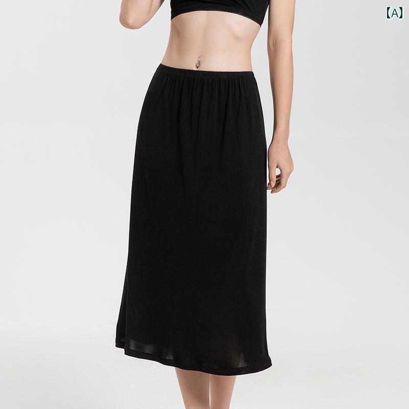 インナー ぺチコート 下着 透け 防止 裏地 付き レディース新 シルク 半袖 スカート 夏用 薄手 桑 絹