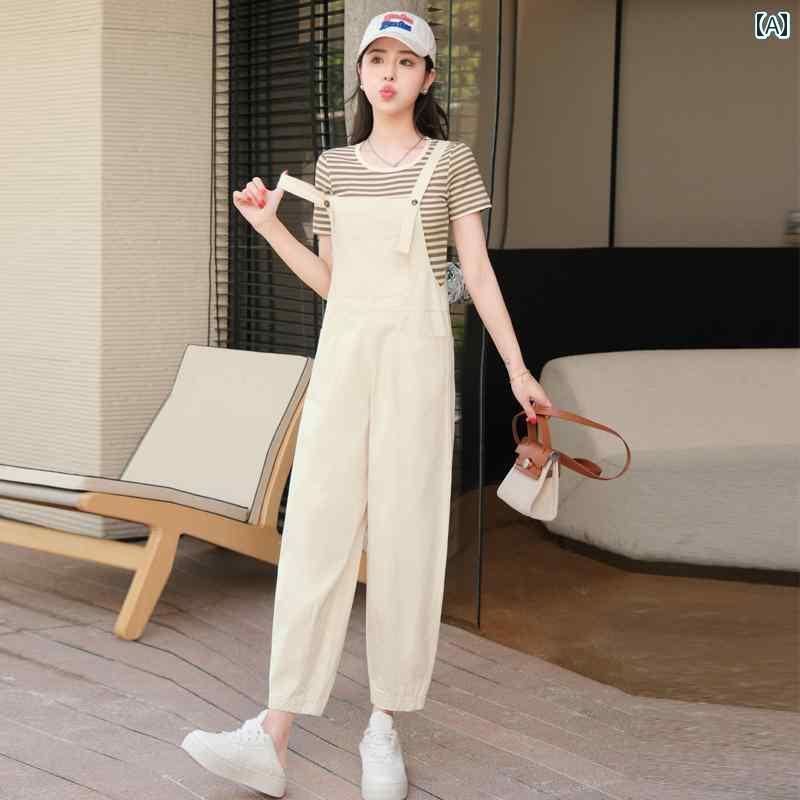 サロペット ハイセンス レディース カジュアル ワークウェア デニムオーバーオール 女性用 夏用 薄手 2024年 小さい サイズ スタイリッシュで 年齢を 感じさせにくい 九分丈 ジャンプスーツ