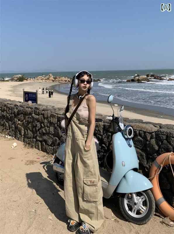 サロペット ハイセンス レディース 195 Daxi アメリカン レトロ マルチ ポケット オーバー オール レデ..