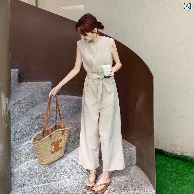 サロペット ハイセンス レディース 夏に 女性用と して とても 素敵な カーキ色の オーバー オール ジャンプスーツ 小柄で 上級者向け 年齢を 感じさせにくい の ある ウエスト 丈の ワイド レッグ