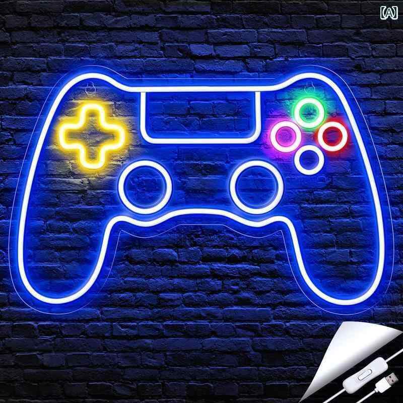 LEDライト デコレーション 店舗用にも ゲーム コント ローラー LED ネオン ライト 雰囲気 カフェ e スポーツ ルーム 壁 装飾 小道具