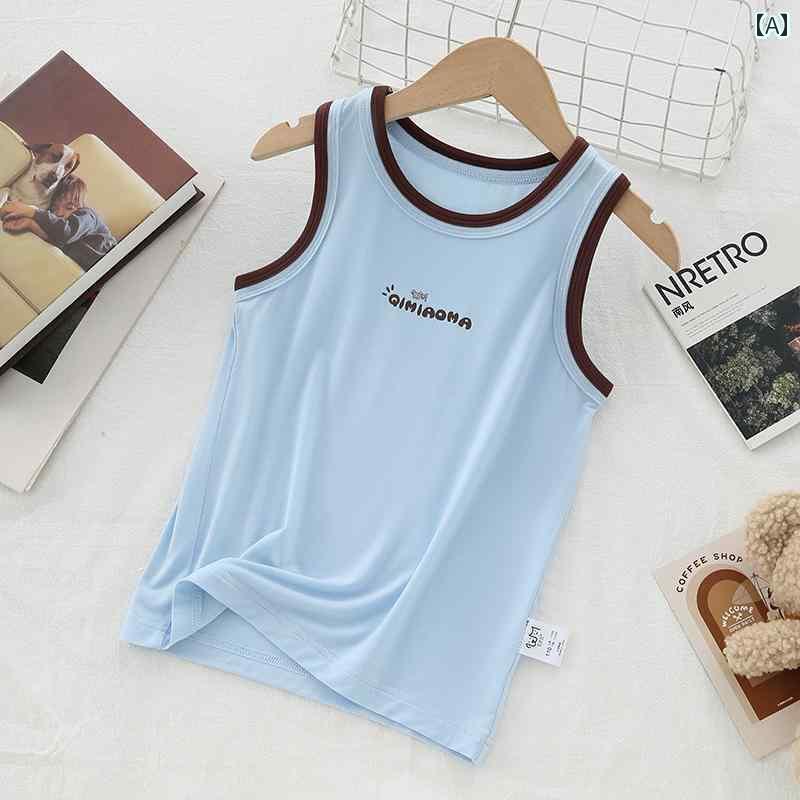 キッズ用 ノースリーブ タンクトップ 涼 感 モダール 子供用 ベスト 女の子 スリング ベビー 夏 着 パ..