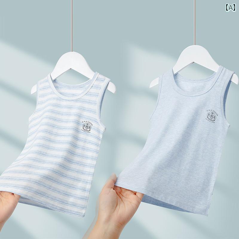 キッズ用 ノースリーブ タンクトップ 男の子用 綿 ベスト タイプ A 薄手 子供用 インナーウェア 男の子..
