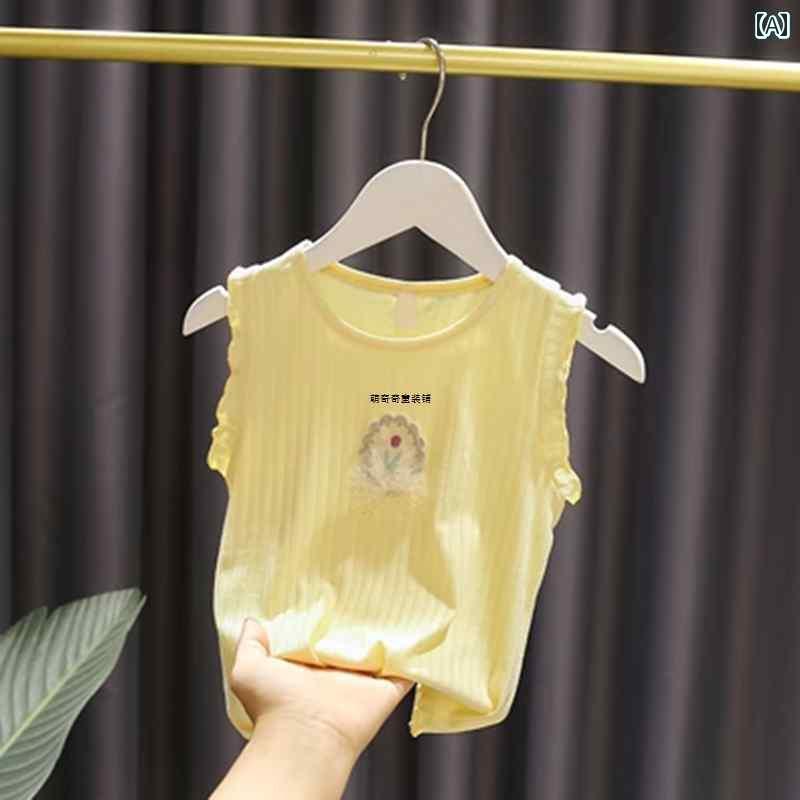 キッズ用 ノースリーブ タンクトップ 女児用 子供服 ソフト 冷感 コットン マスク Tシャツ 子供 夏服 ..