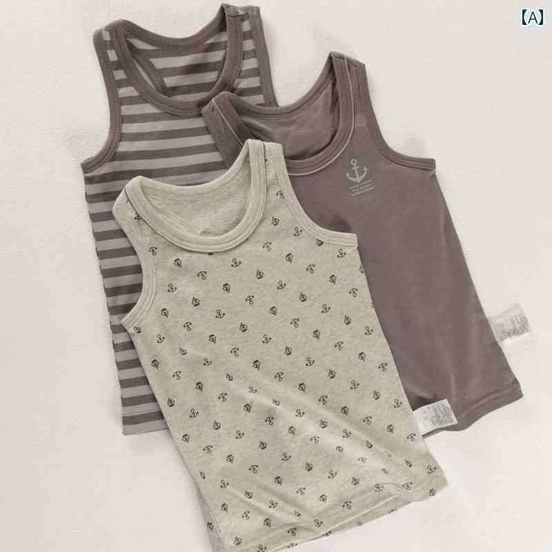キッズ用 ノースリーブ タンクトップ I 字型 ベスト 小さい 男の子 子供 中年 ベビー 綿 薄手 通気性 ..