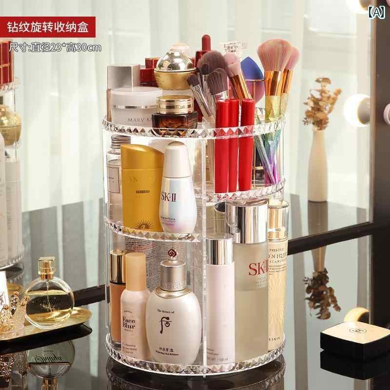メイク ボックス 収納 化粧 品 収納 ボックス デスク トップ 透明 口紅 スキン ケア 回転 式 台 整理 寮 ディスプレイ ラック アーティファクト