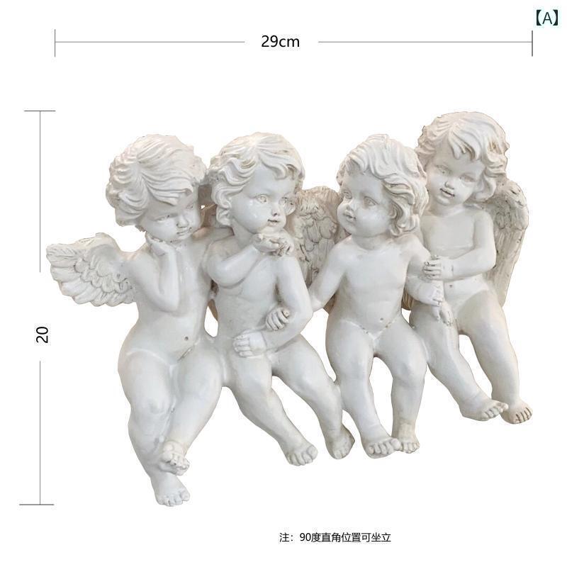 アンティーク 雑貨 飾り の レトロ 古風 樹脂製の 4人の 天使の 家の バルコニーの 庭の 装飾の デスク..
