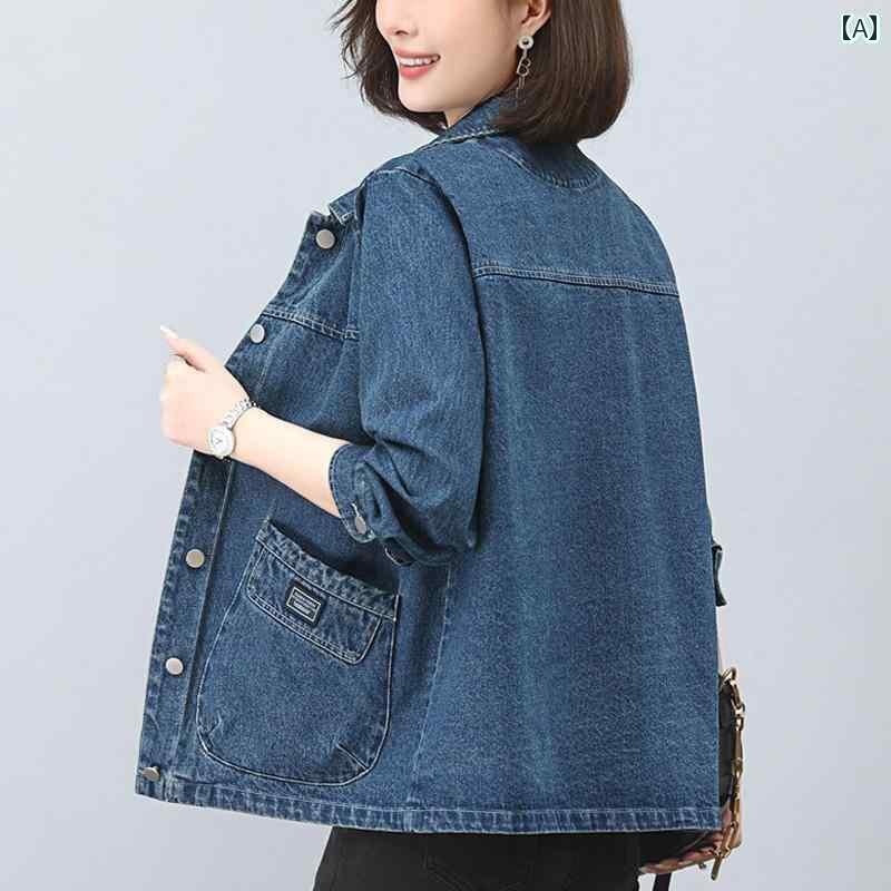 デニム ジャケット レディース シャツ デニムシャツ ショート ジャケット レディース 春秋 スタイル 2025 商品 大きいサイズレディース トップス 母 春服(4)
