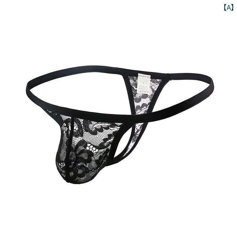 メンズ Tバック パンツ 欧米風の 薄手 ストラップの T バック メンズ ローウエスト 透明 魅惑的 レース..
