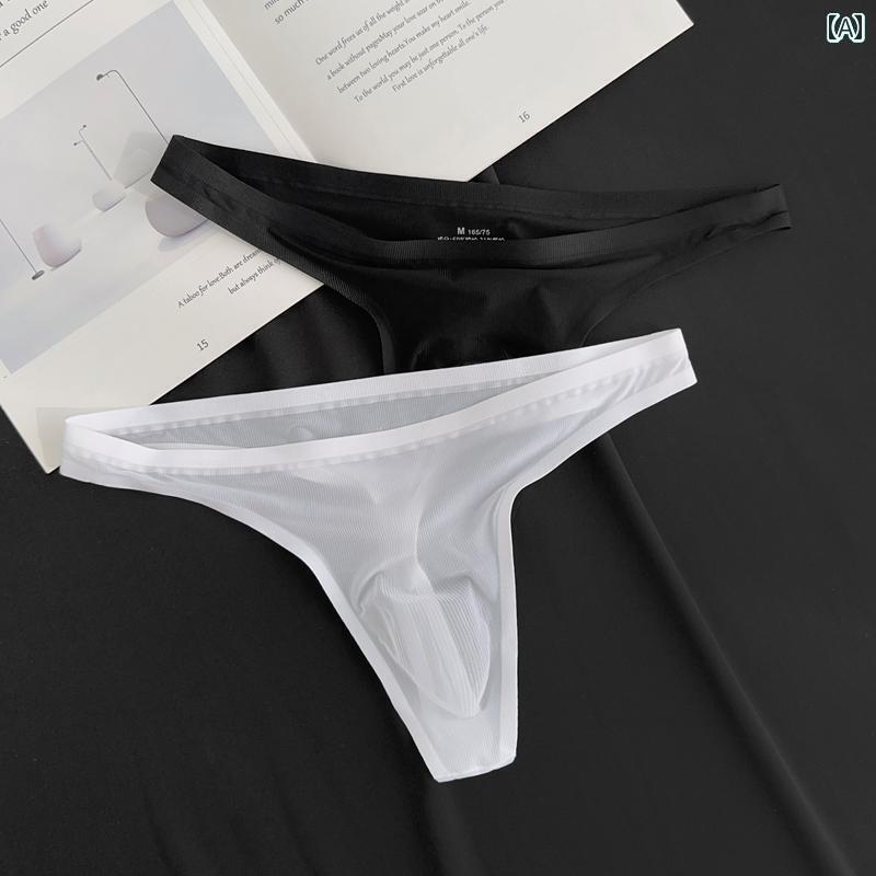 Tバック パンツ フィット 男性用 2枚 組 メンズ 下着 T バック ローウエスト シームレス シングル 冷感 クール セクシー U 凸 薄 底 パンツ