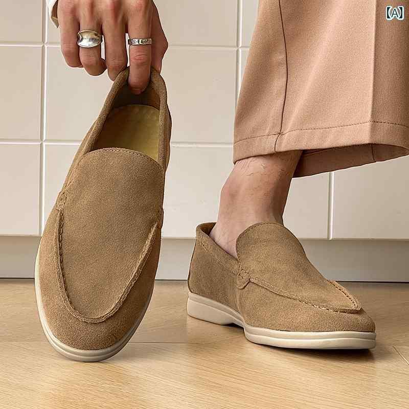メンズ ローファー 靴 メンズ ローファー スエードレザー 昔ながらの カジュアル レザーシューズ スリッポン サマー アウトドア シューズ