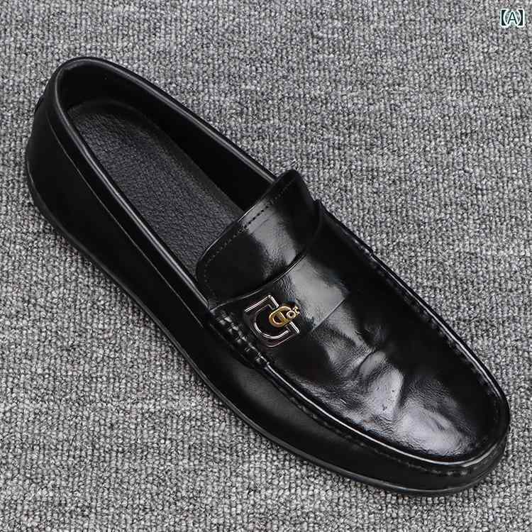 メンズ ローファー 靴 メンズ モカシン 革 ソフト ソール ブラック スリッポン ローファー 2024秋冬 ボーイズ シューズ