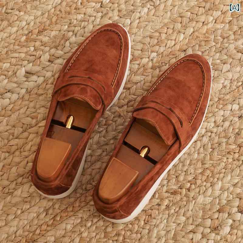 メンズ ローファー 靴 男性用 シープスキン スエード ローファー カジュアル 毎日の 通勤 万能 スリッポン シューズ