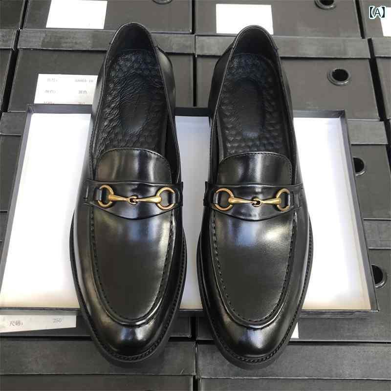 メンズ ローファー 靴 ポインテッドトゥ ローファー メンズ ビジネス フォーマル 革 通気性 英国 風 カジュアル ホースビット スリッポン レザーシューズ ウェディングシューズ