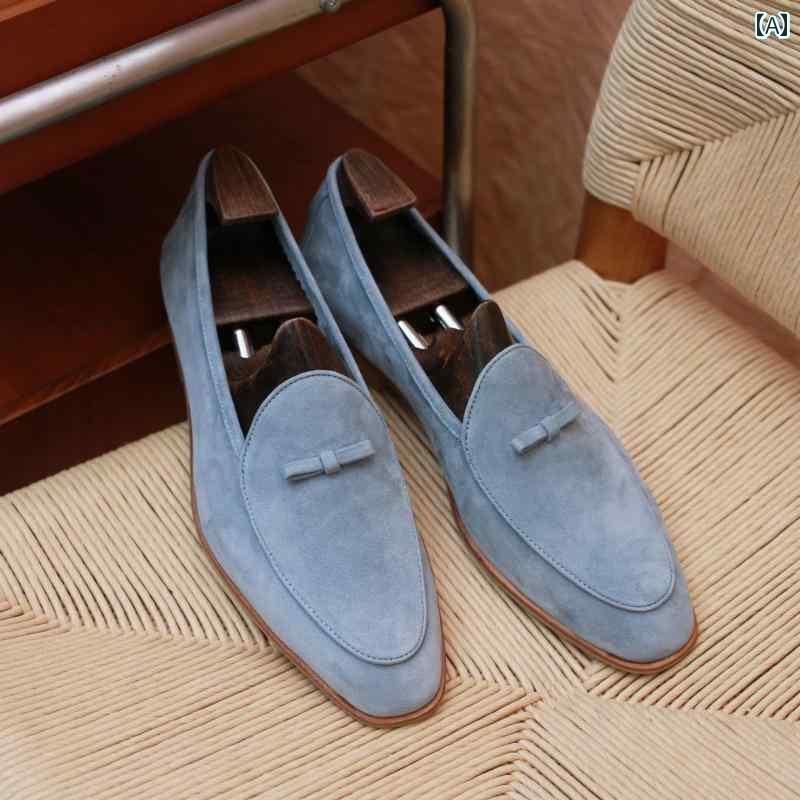 メンズ ローファー 靴 スエード ヌバック レトロ ペニー ボウ 英国製 アン ストラクチャード 革 メンズカジュアル ローファー