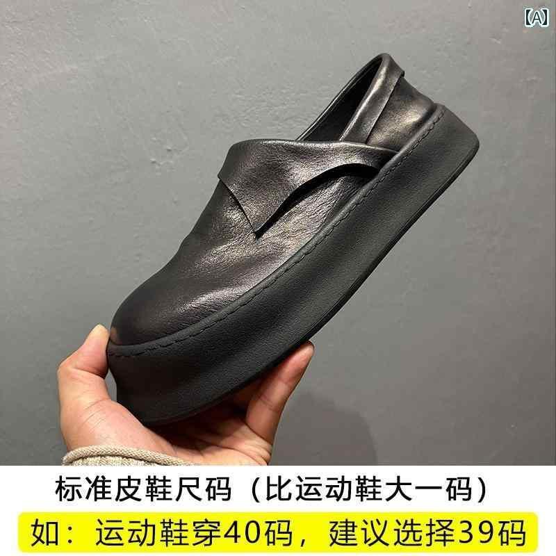 メンズ ローファー 靴 2025年 レトロ カジュアル シューズ 厚底 スリッポン ローファー ラウンドトゥ 春夏 メンズ シングル レザーシューズ