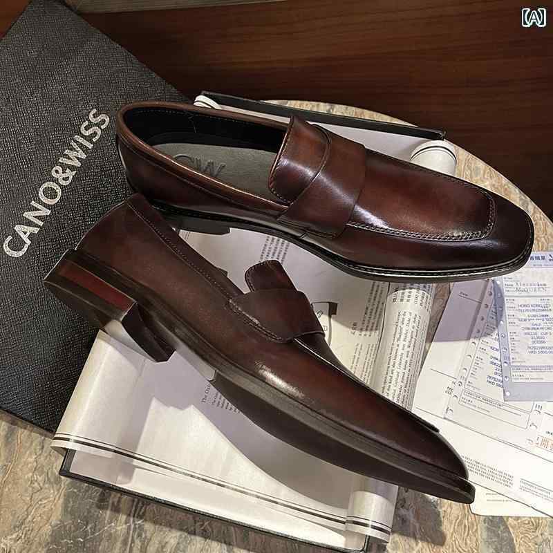 メンズ ローファー 靴 CW 2025 ローファー メンズ 革 シューズ ワン ステップ ビジネス カジュアル 英..