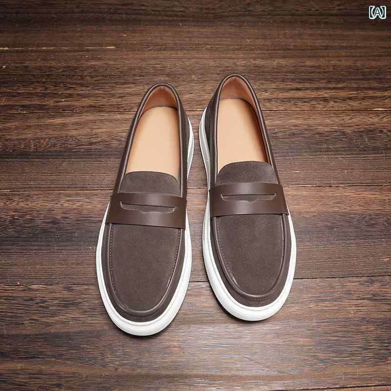 ローファー カジュアル おしゃれ メンズ 通気性 ローファー ソフトレザー スリッポン 厚底 メンズシューズ 軽量 カジュアル スニーカー トップレイヤー 牛革 シューズ