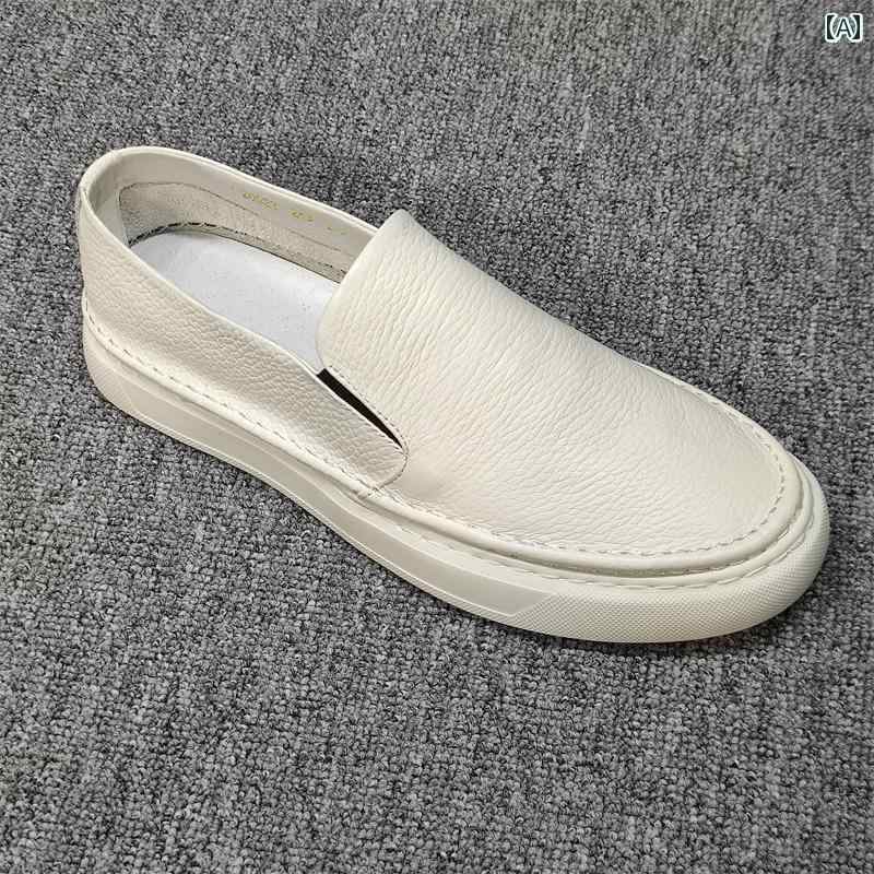 カジュアル シューズ 男性用 希少な 広 州 土壇場 メンズ レザーカジュアルシューズ 除去 革 通気性 スリッポン レザーシューズ