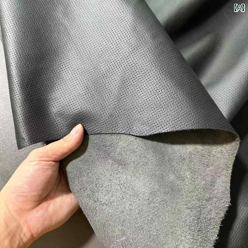 レザー 材料 クラフト DIY ブラック 半 穿 孔 牛革 カー シート ステアリングホイール カバー 革 生地