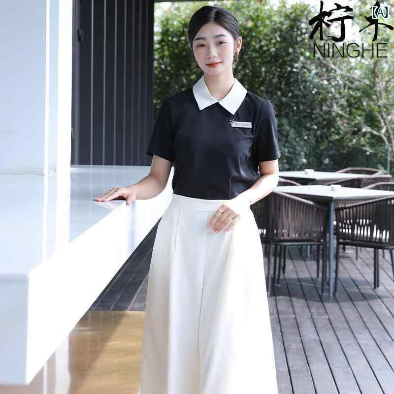 レディース 事務服 ユニフォーム 寧 河 春夏の 新 ハイエンド ビューティーサロン ホテル 美容師 作業着 プロの レディース シャツと キュロット スーツ