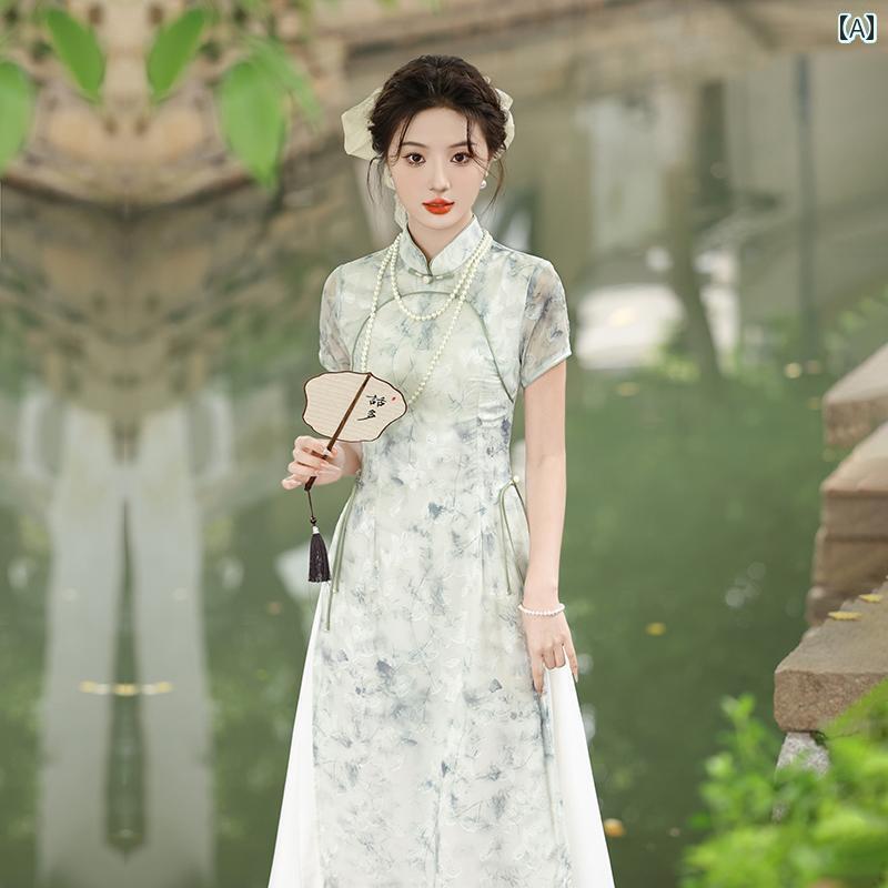 アオザイ ドレス ティン ユエ リン チャイナ ドレス 2025の ハイエンド 風の チャイナ風 アオザイ レディース 毎日の 送信 試験