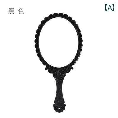 手鏡 コンパクト おしゃれ な レトロ 柄 ミラー 大型 ローズゴールド HD ハンドヘルド 化粧 鏡 ポータブル レース