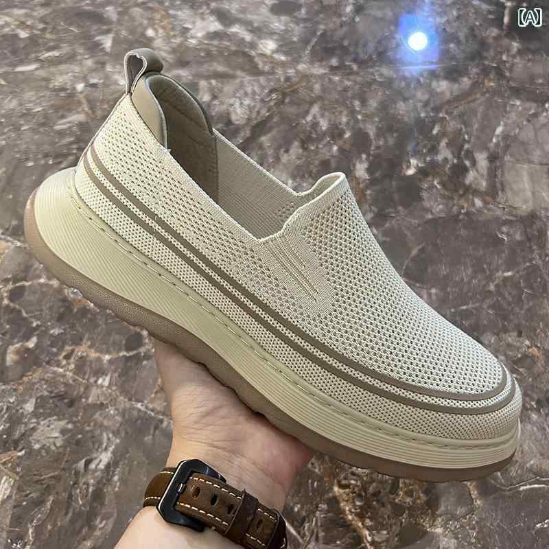 ラクチン メンズ スリッポン 夏用 通気性 防臭性 メッシュ メンズカジュアル スリッポン 布 靴 メンズ 軽量 ソフト ソール 速乾 キャンバス シューズ