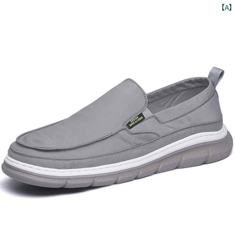 ラクチン メンズ スリッポン メンズ 春 通気性 冷感 速乾 キャンバス シューズ 防臭 軽量 カジュアル スリッポン メンズシューズ