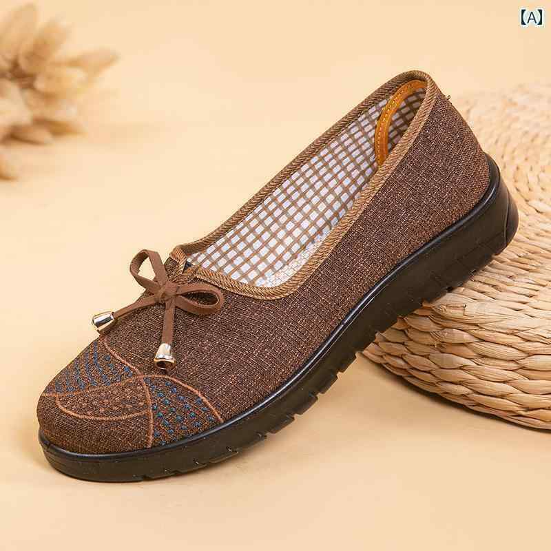 レディース カジュアル ウォーキング シューズ Bujinxuan 旗 艦 店の 古風 布 靴の レディース 本格的な 高齢者の 靴 秋 母と 祖母の ソフト ソール