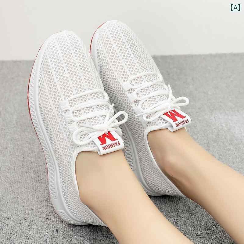 レディース カジュアル ウォーキング シューズ 夏の 女性用 メッシュ シューズ 通気性 サンダル 古風 布 靴 運転と ランニング カジュアル ソフト ソール 滑り止め