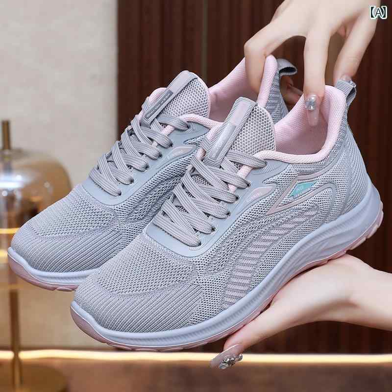 レディース カジュアル ウォーキング シューズ 古風 布 靴 レディース スポーツ カジュアル シューズ 軽量 快適 通気性の ある 屋外の 母親の ウォーキング