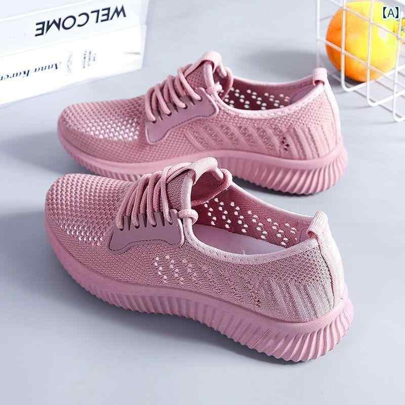 レディース カジュアル ウォーキング シューズ 2025夏の スポーツ カジュアル レディースネット シューズ 快適 滑り止め 通気性 古風 布 靴 女性