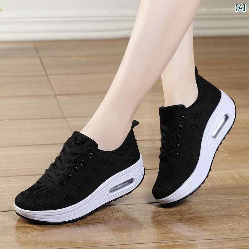 レディース カジュアル ウォーキング シューズ レディース メッシュ 通気性 スニーカー 厚底 ロッキング シューズ マザーズ ウォーキング カジュアル 2025 春