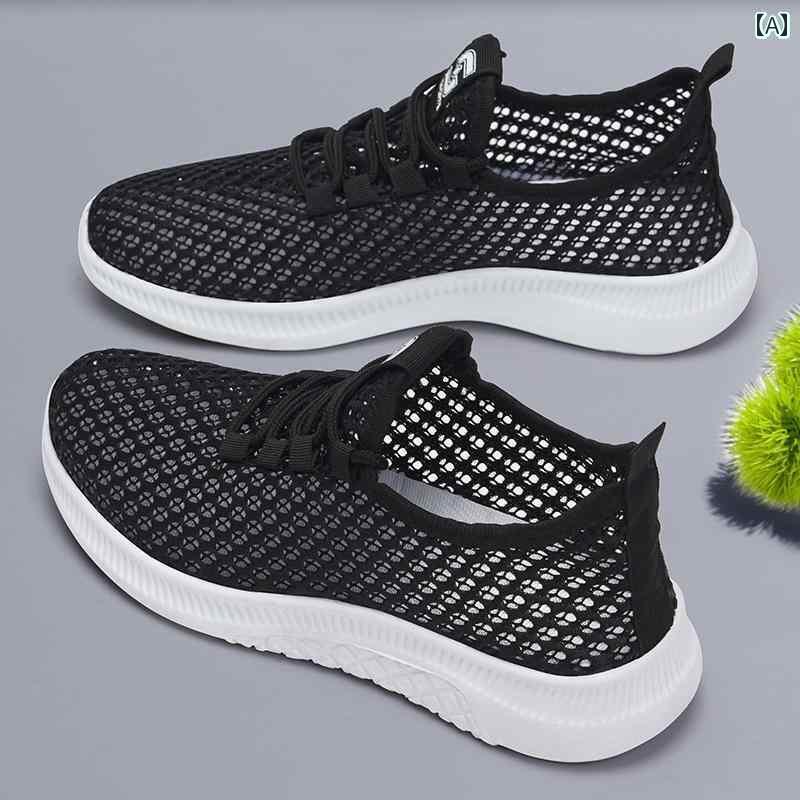 レディース カジュアル ウォーキング シューズ ネット シューズ 通気性 メッシュ 古風 布 靴 レディース 夏の スポーツ ファッション 大きい ソフト ソール マザー サンダル