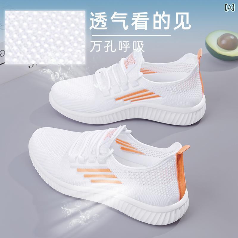 レディース カジュアル ウォーキング シューズ オールド 布 靴 レディース 2024 ホット スタイル ホワイト シューズ メッシュ 通気性 スポーツ マザー ソフト ソール