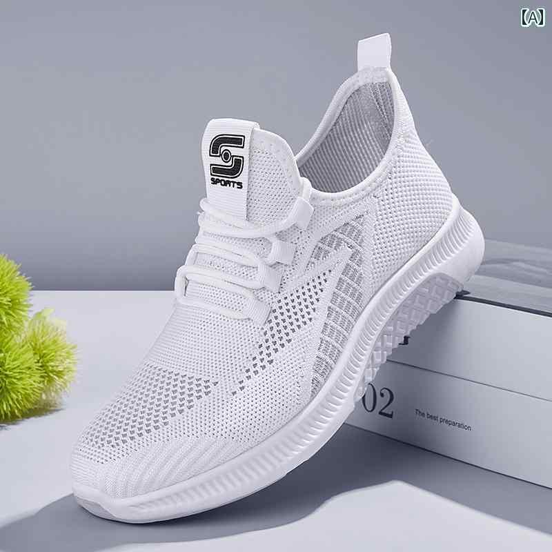 レディース カジュアル ウォーキング シューズ 布 靴 レディース メッシュ 表面 2025 スポーツ シューズ カジュアル 通気性の 母の