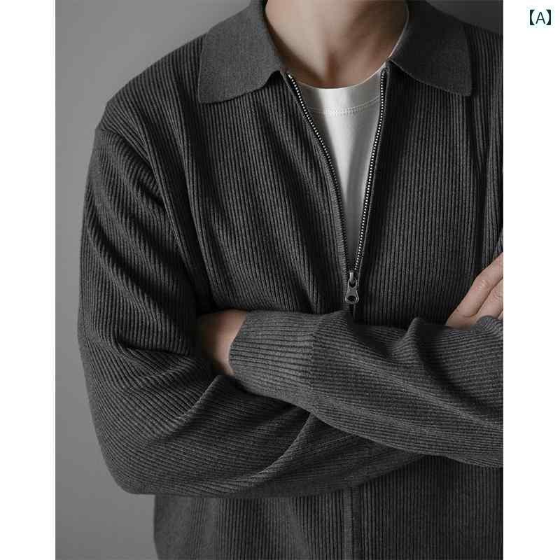 メンズ カーディガン スタイリッシュ 軽くて 大人っぽい メンズ ウール 混 セーター カーディガン ジッ..