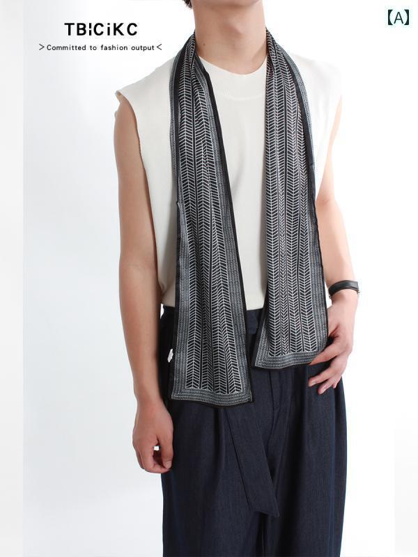 スカーフ メンズ おしゃれ 落ち着いた シンプル ハイエンド 白黒 シルクスカーフ メンズ 万能な スカーフ レディーススーツ Tシャツ 小さい