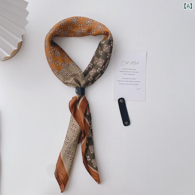 スカーフ メンズ おしゃれ 春秋冬 メンズ レトロ 正方形の スカーフ フェイク シルクサテンの 襟の