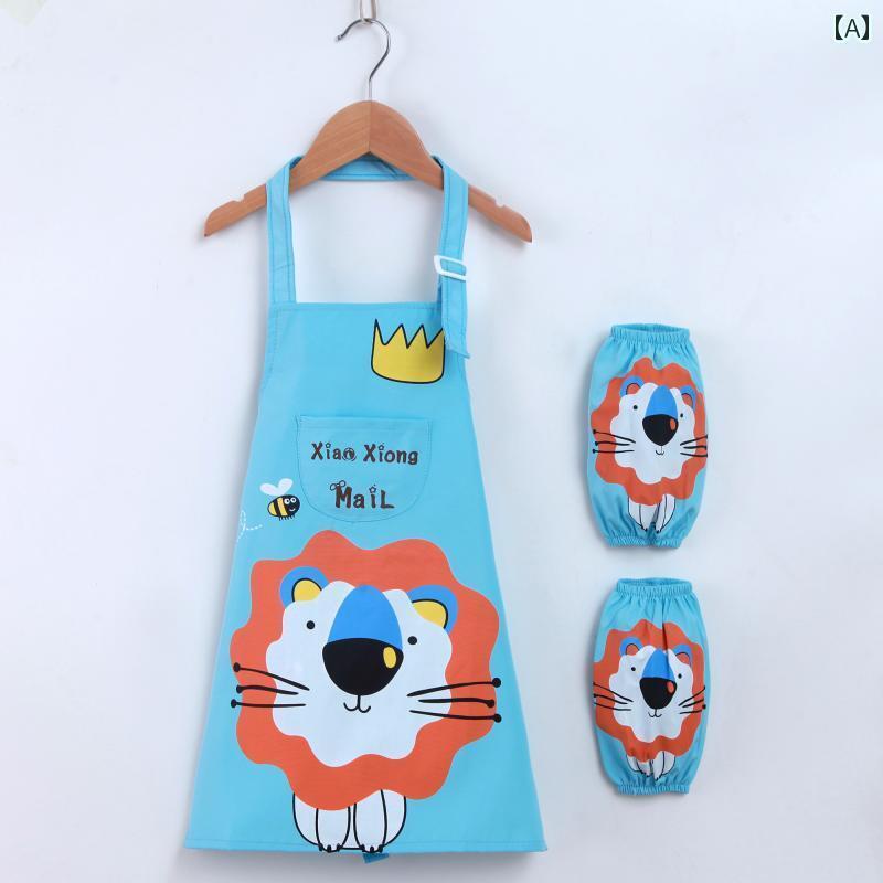 子供用 エプロン キッズ 子供 スモック 防水 絵画 服 男の子と 女の子 幼稚園 小学生 書道 アート エプ..