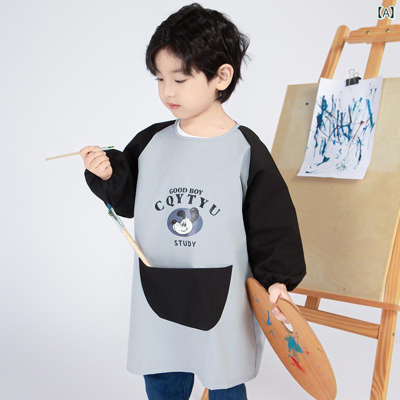 子供用 エプロン キッズ 子供用 長袖 絵画 書道 オーバー オール 幼稚園 アート 汚れ 防止 裏地 ベビー..
