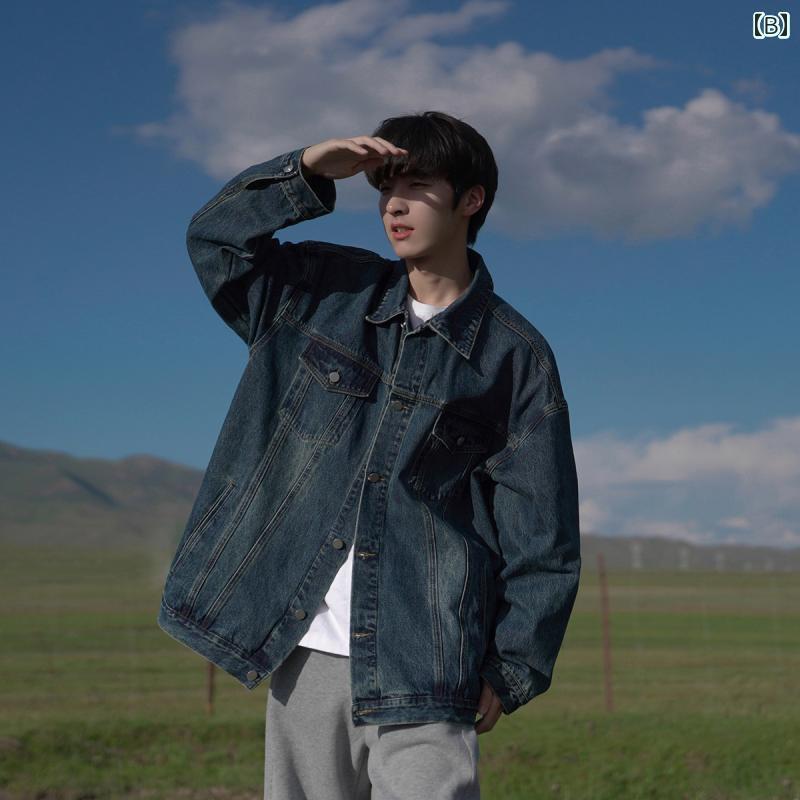 デニムジャケット シャツ メンズ GOGOSOON 春秋 デニムジャケット 2025 メンズ レトロ ジャケット ウォッシュ カジュアル 服