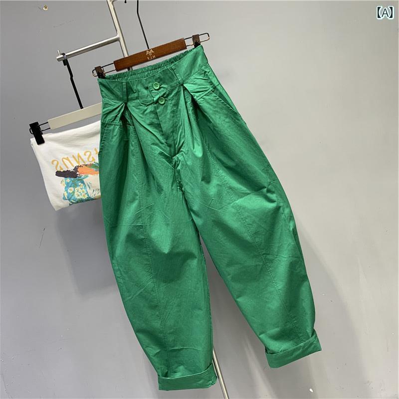 ゆったり テーパード パンツ レディース 対外 ビッグ テール シングル カット ラベル ステーション カジュアル パンツ レディース ワー..